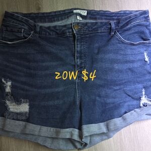 Ava & Viv Blue and Gray Jean Shorts with Cuffed Hem